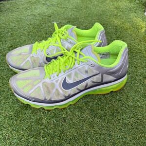 Nike Air Max 2014 Running Shoes Mens Size‎ 14 Neon Green Silver Sneakers